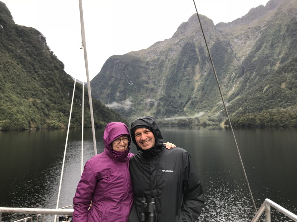 two people on a boat in Doubtful Sound