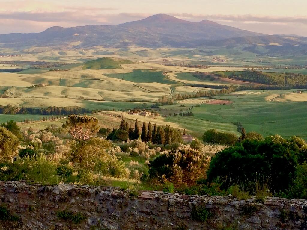 sun setting on the Tuscan country side