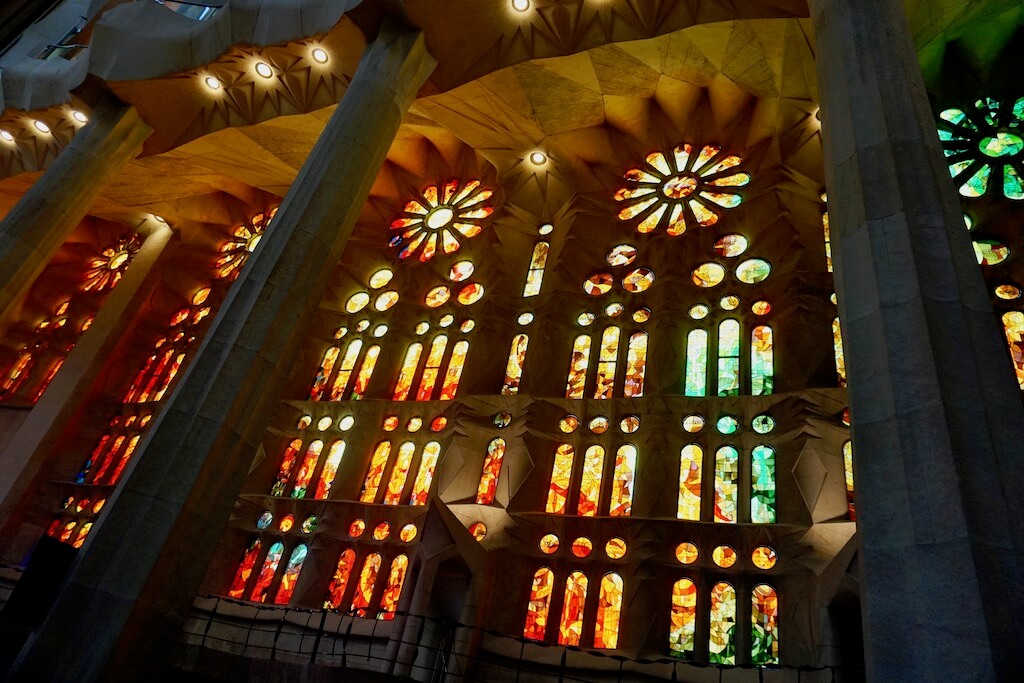 stained glass inside Sagrada familia