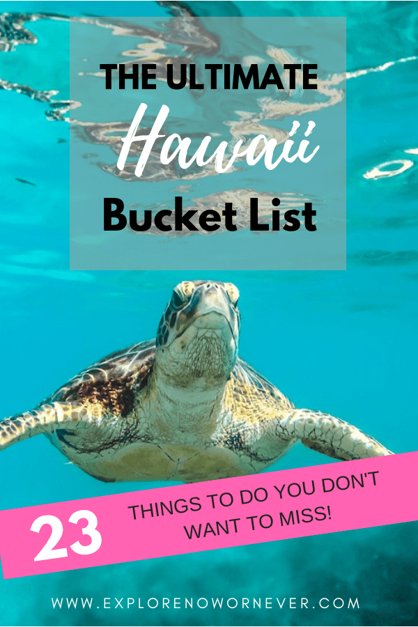 The ULTIMATE Hawaii bucket list! From helicopter tours to snorkeling with sea turtles, top travel bloggers share their favorite things to do on every Hawaiian island. #bucketlist #Hawaii #Hawaiitravel #hawaiivacation #hawaiiwhattodo #hawaiithingstodo #Maui #Kauai #bigisland #oahu #lanai #molokai