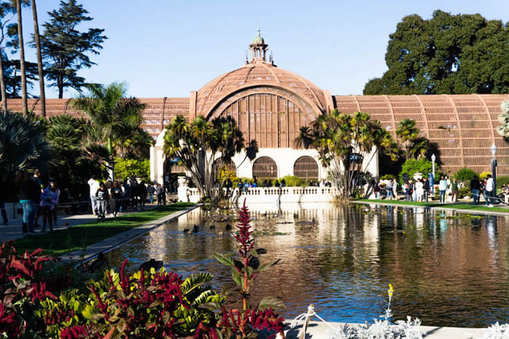 Balboa Park pond and water garden during winter in san diego
