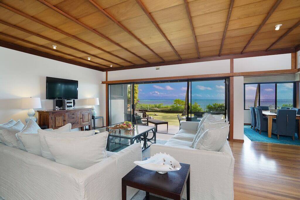 living room interior with ocean view