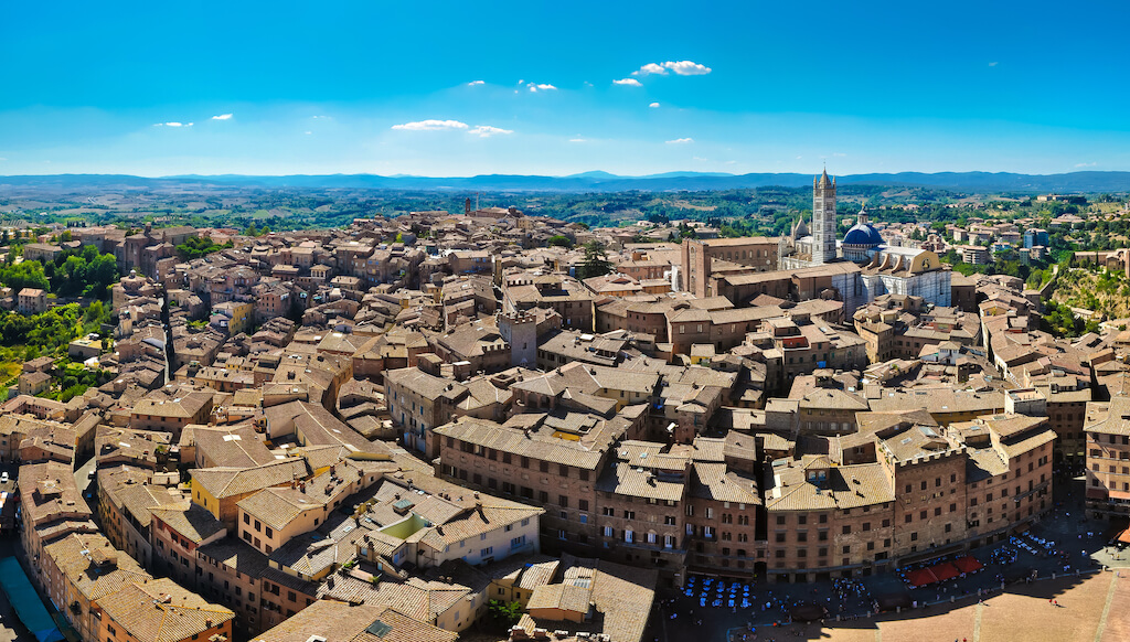 Bird's eye view of Siena