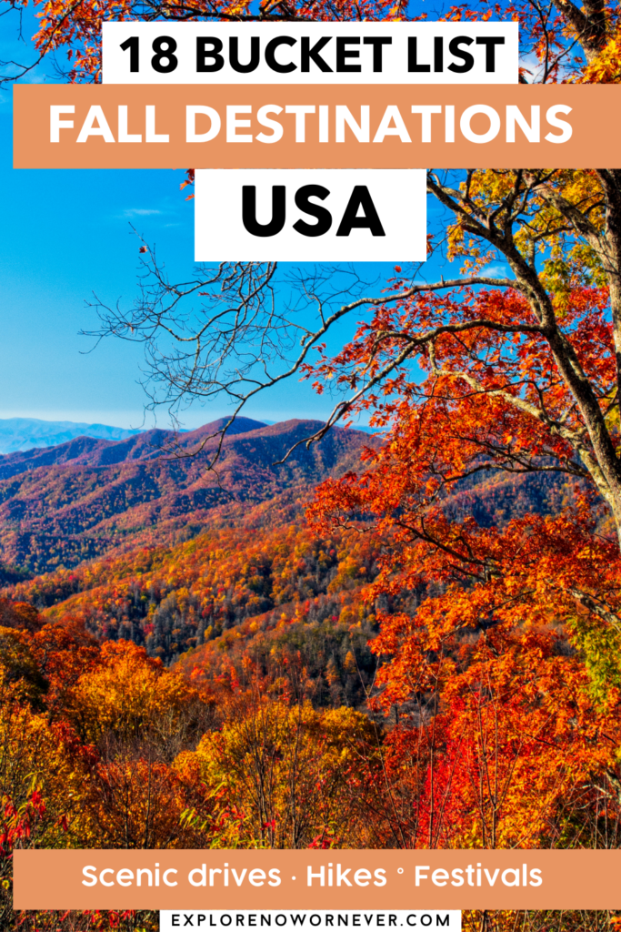 brilliant red leaves and mountains with blue sky