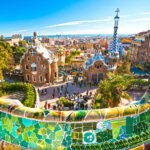 colorful tile wall at Park Guell in Barcelona