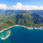breathtaking aerial view from helicopter at kauai island, hawaii
