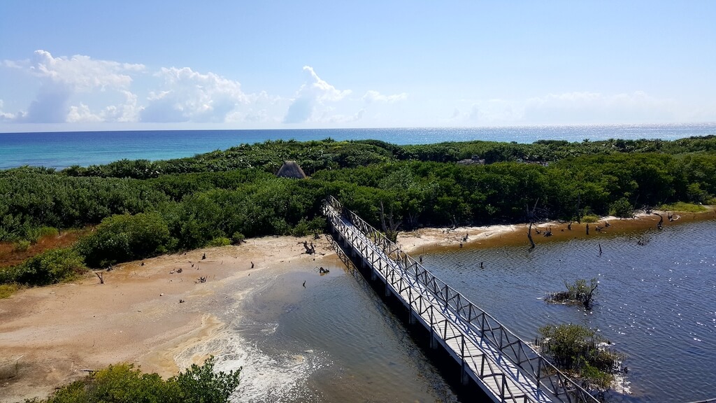 bridge across a lagoon at Punta Sur Cozumel
