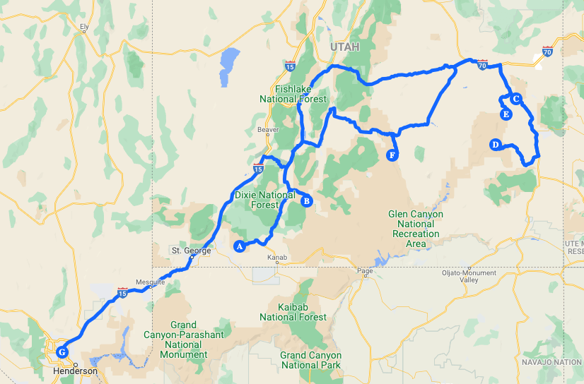 Google map image of Utah Mighty Five