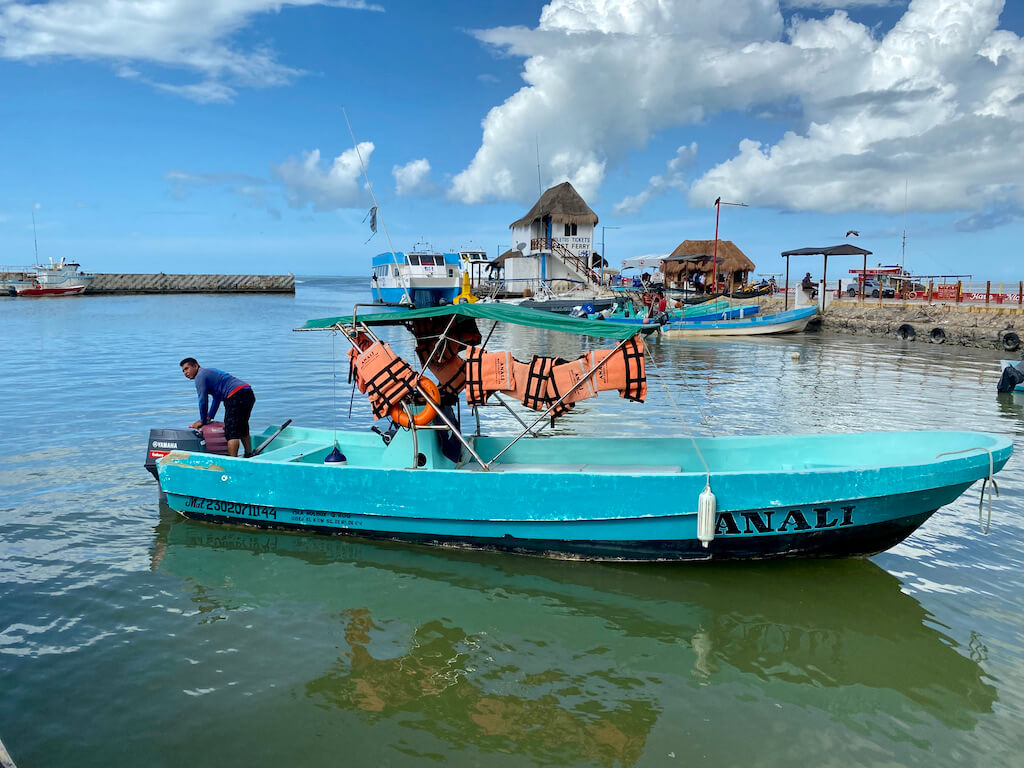 fishing boat at the ferry dock in Chilaquila