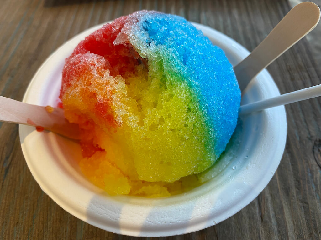 shaved ice with rainbow colors