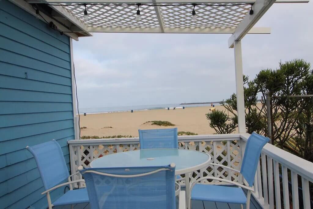 porch with beach and ocean view