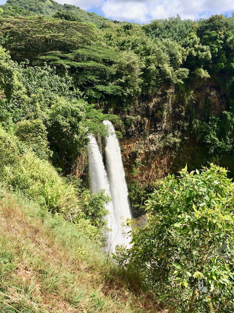 twin waterfalls at Wailua Falls, Kauai