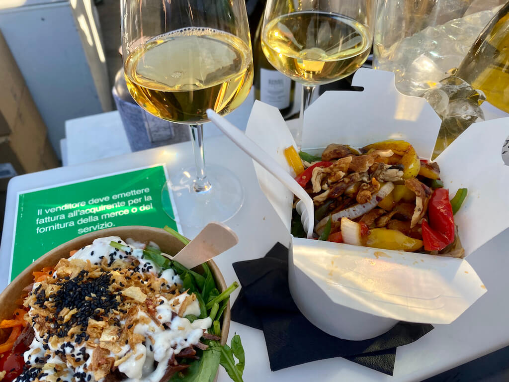 wine and food at Open Market