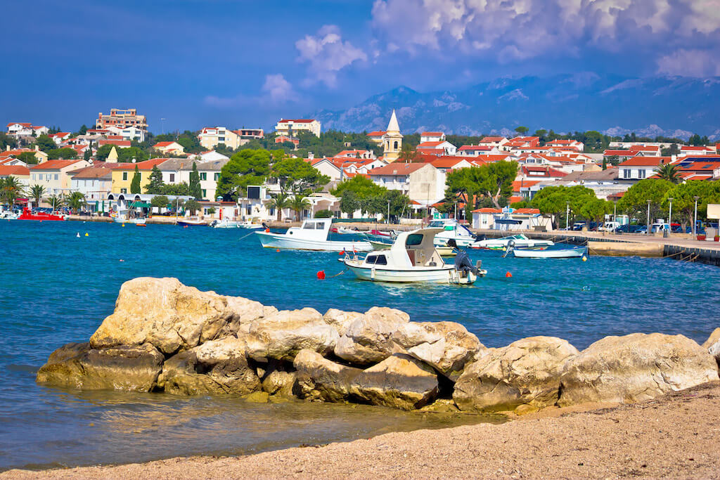 Novalja beach and waterfront on Pag island, Croatia