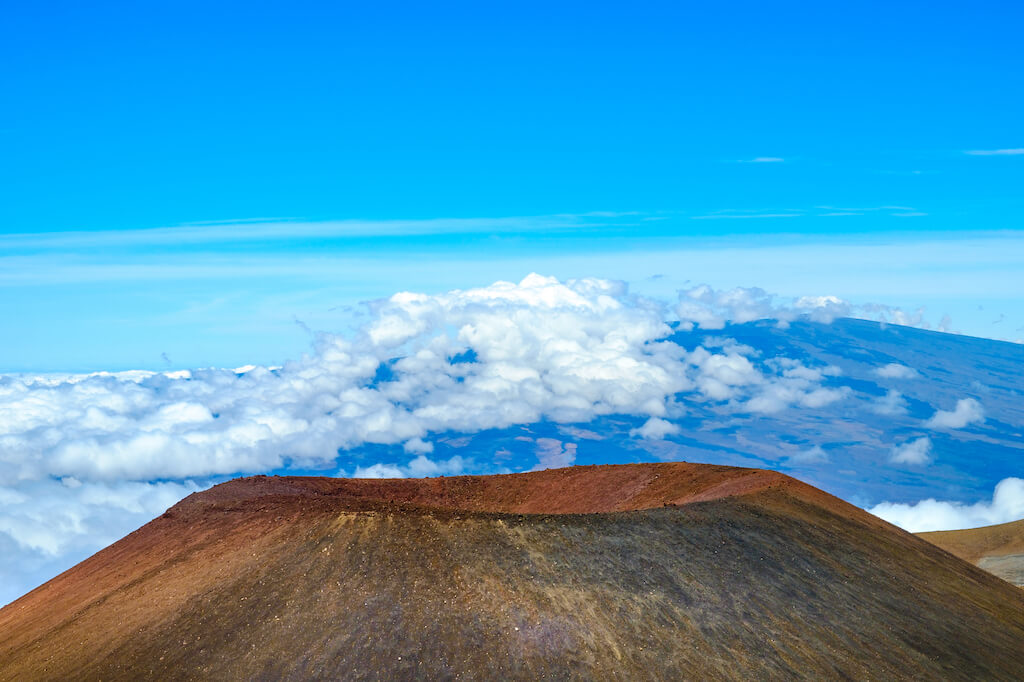 Detail landscape view of volcanic crater on Mauna Kea, Hawaii, USA