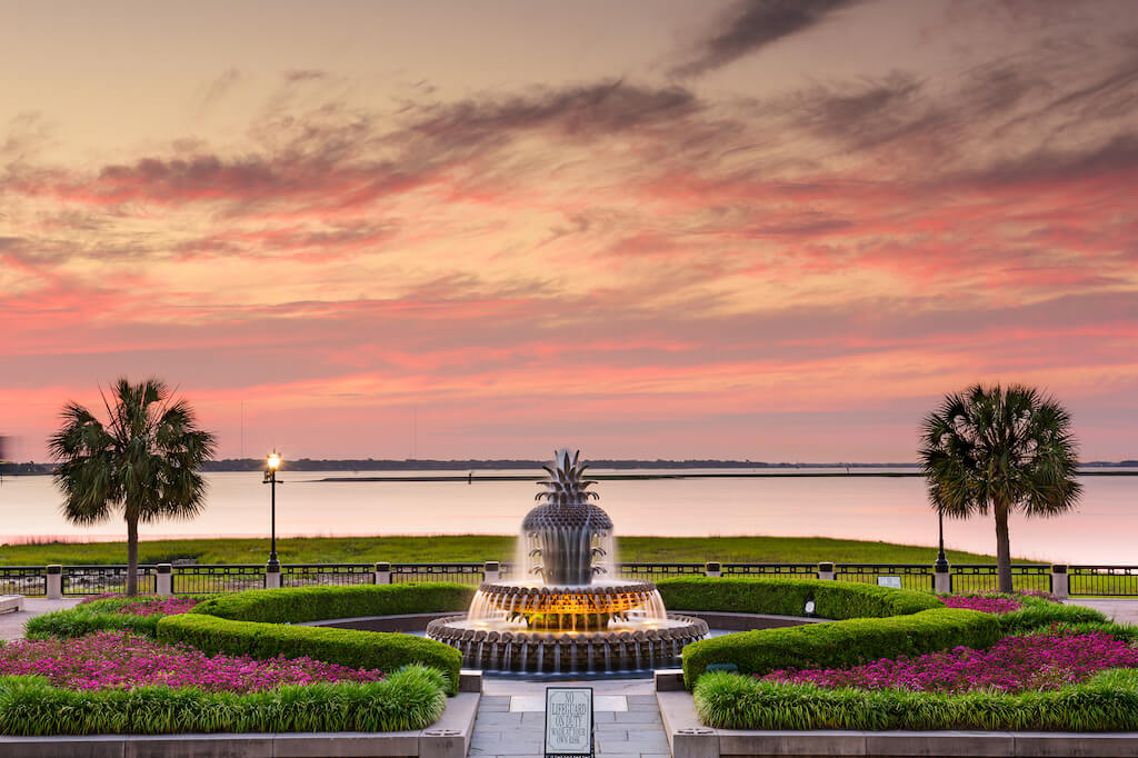 Charleston, South Carolina, sunrise at Waterfront Park.