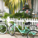 colorful cruiser bikes with orchids in Key West in March