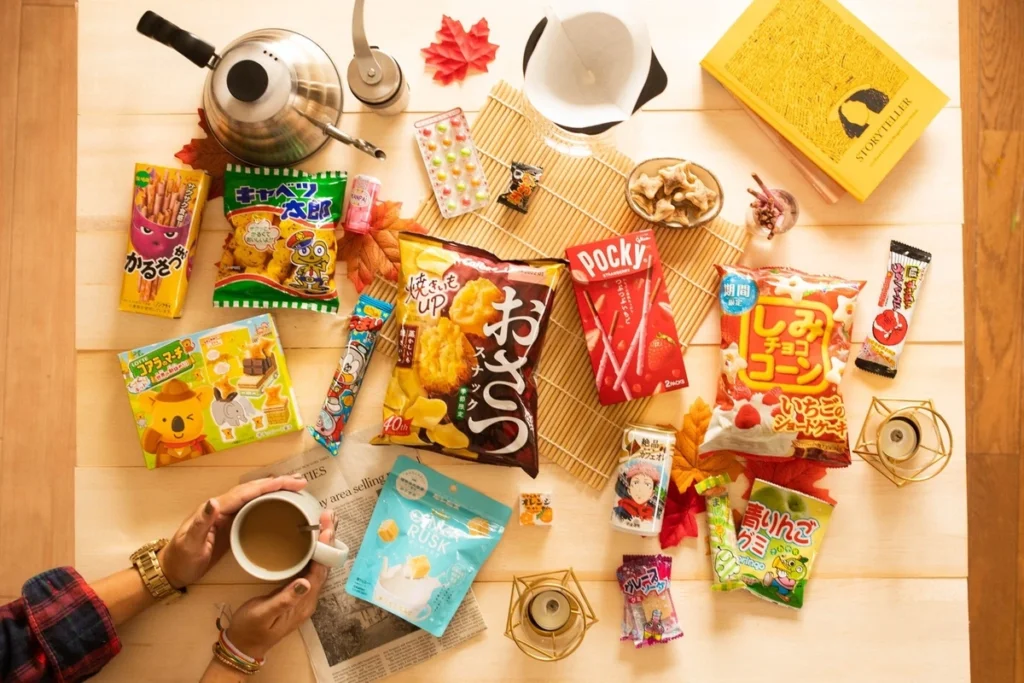 Japanese snacks in colorful packages