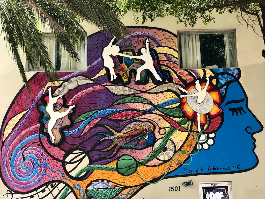 Colorful wall mural in Little Havana, Miami, FL