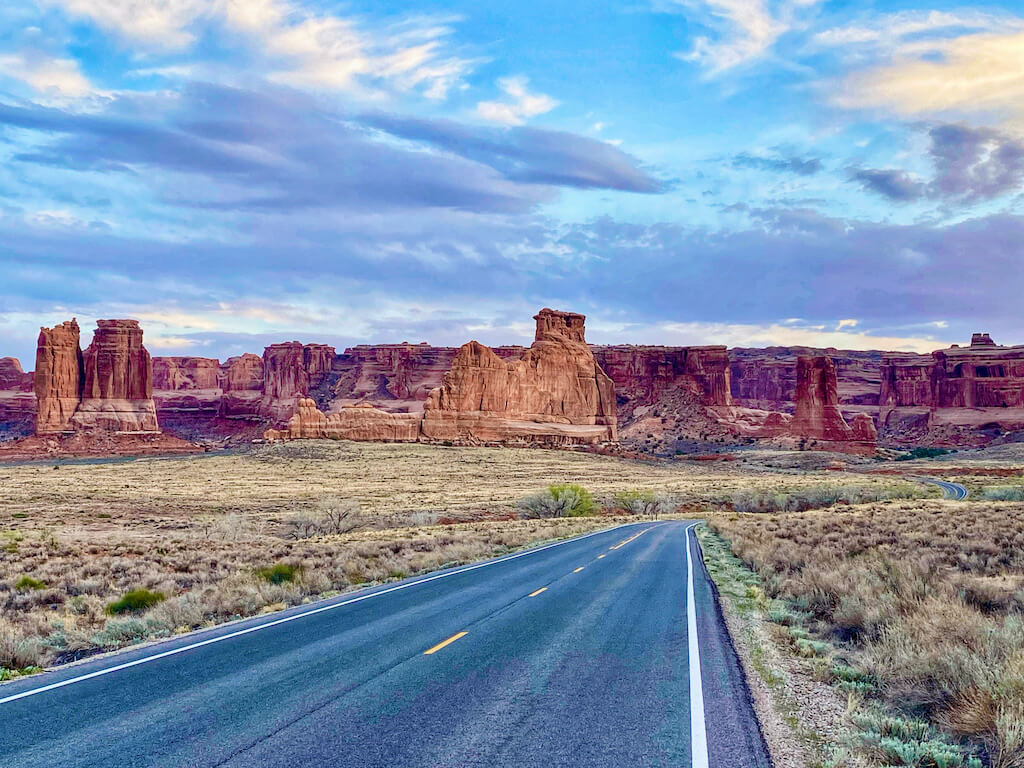 road approaching Arches National Park, one of the best places to visit in USA in April