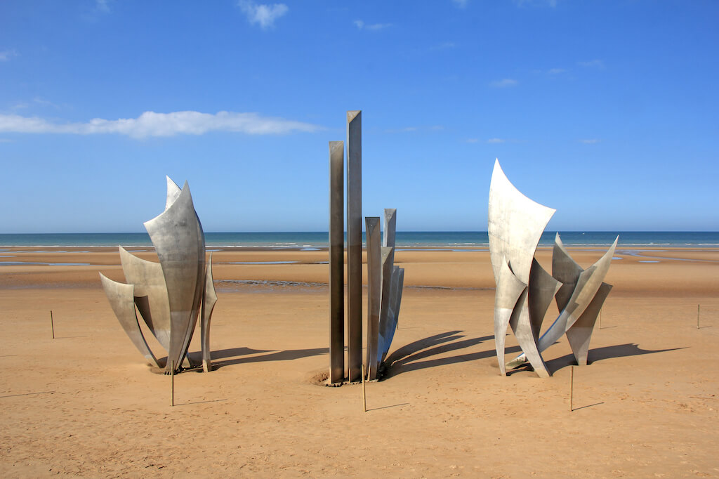 Memorial at Omaha Beach - place of landing of allied forces during the Normandy D-Day invasion - June 6, 1944.