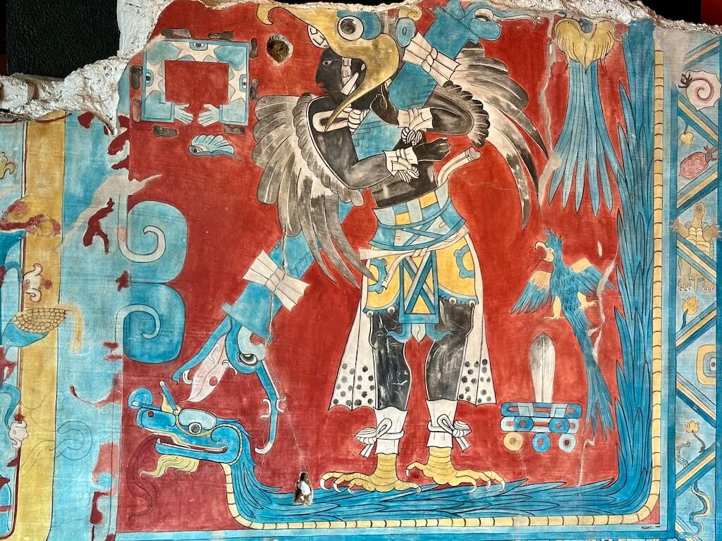 Beautiful mural artifact at national museum of anthropology in Mexico City