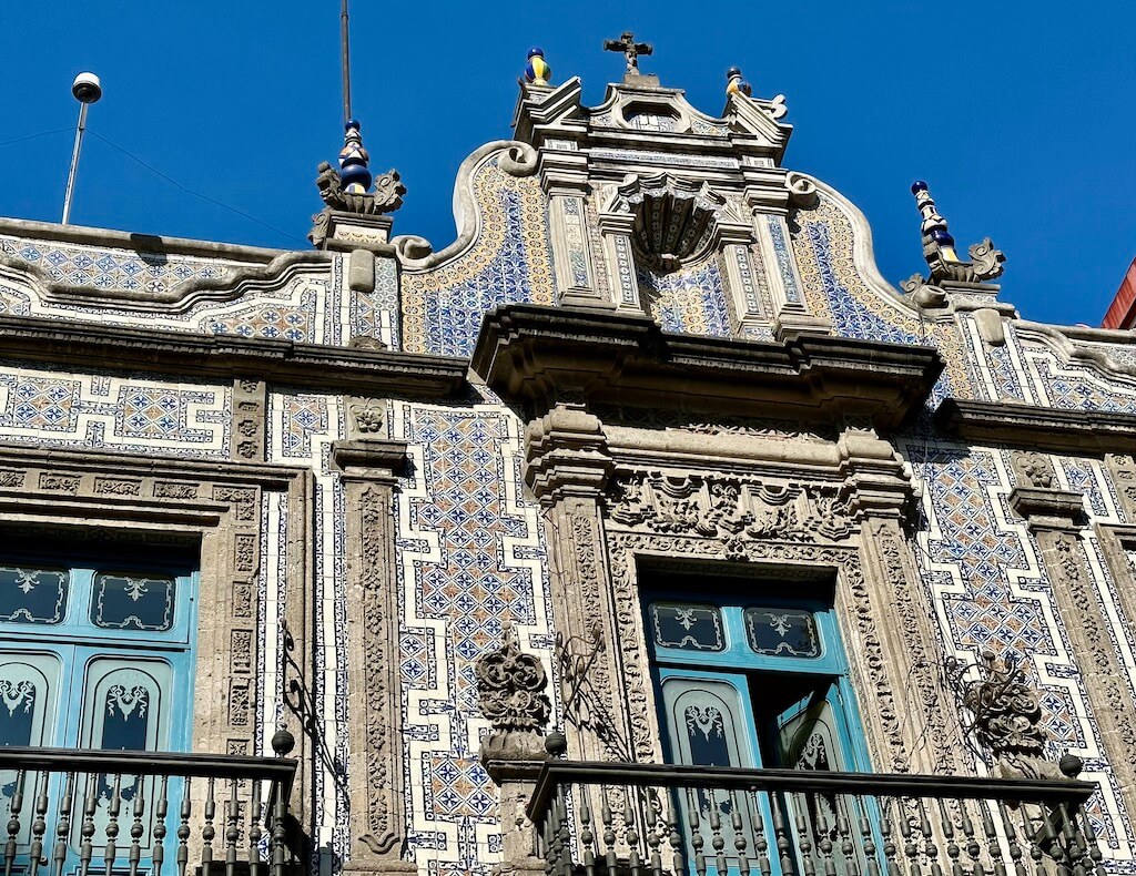 exterior of the colorful Tile House