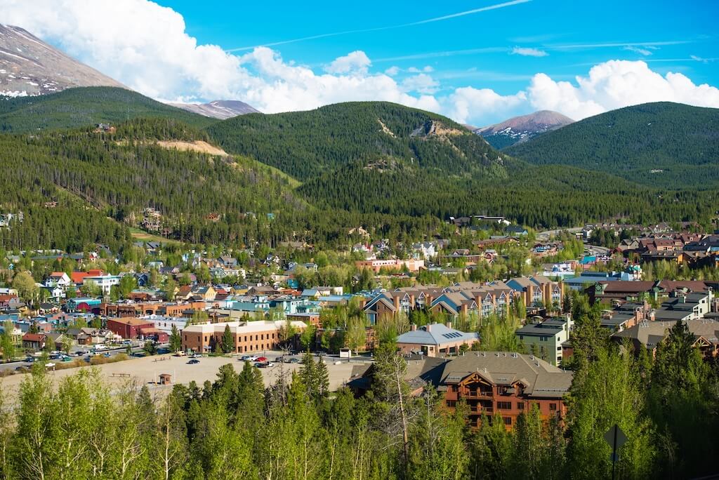 Breckenridge Town in Summit County in Colorado, United States - spring panorama.