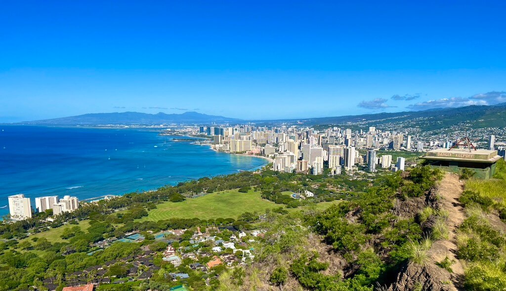 View of Honolulu from top of Diamond Head State Monument