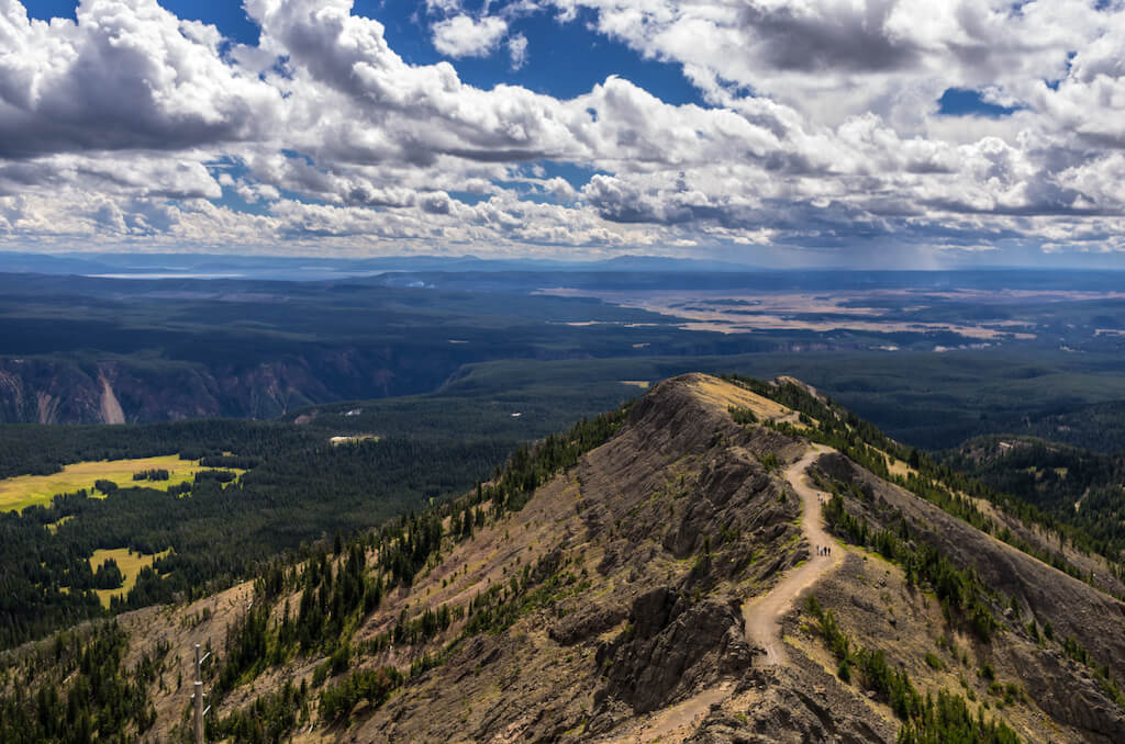 A view of a ridge to the south from Mount Washburn in Yellowstone National Park in Wyoming