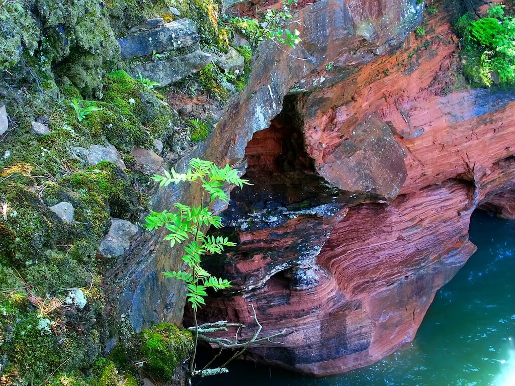 View of sea caves, Apostle Islands, Wisconsin, USA