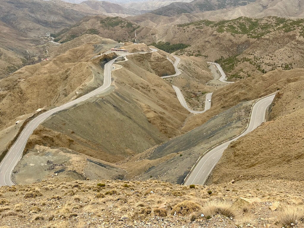 Zig zagging roads on a mountain pass