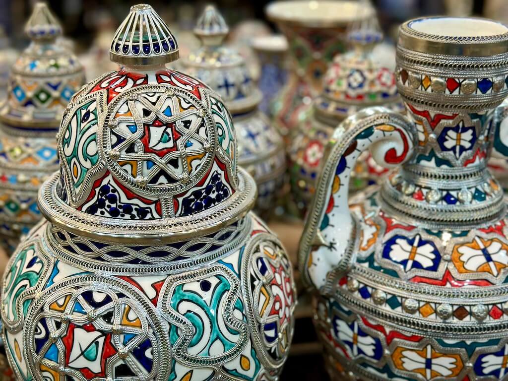 colorful moroccan patterned jars