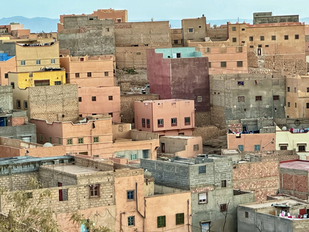 colorful houses in Boumain Dades, Morocco