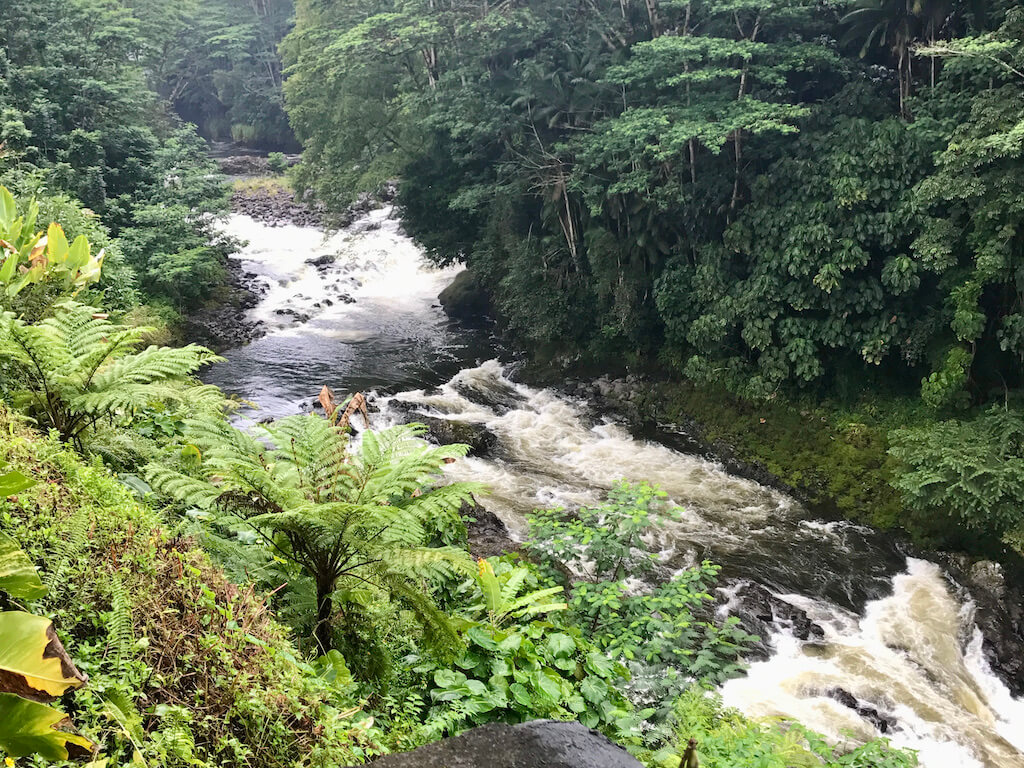 waterfall on a river in Hilo, Big island
