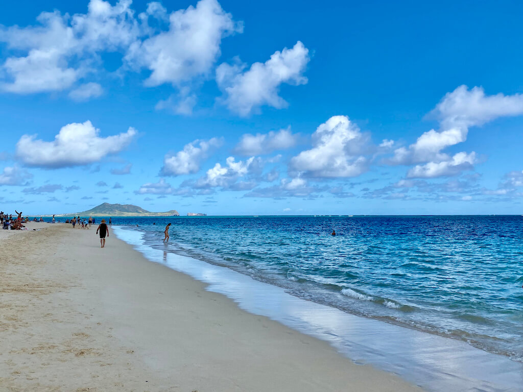 white sandy beach on Oahu's east coast