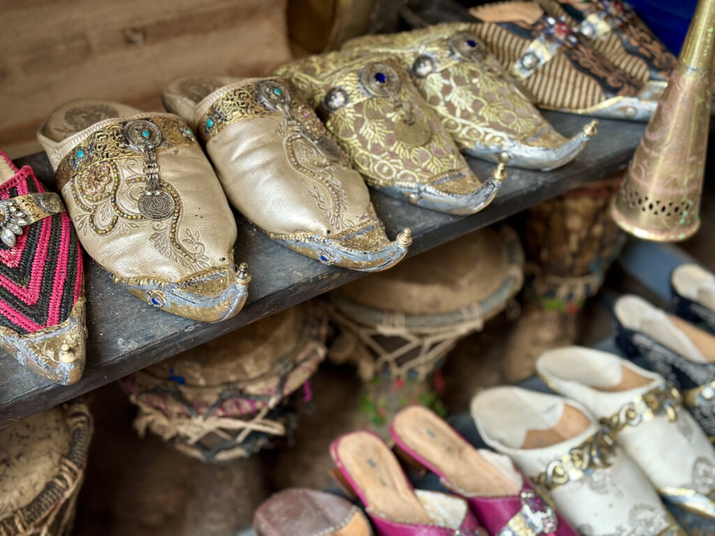 colorful slippers in the medina in Marrakech