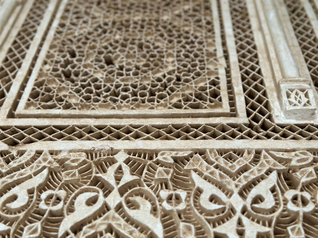 close up of intricate white tile
