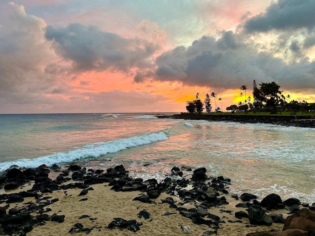 Sunset at Poipu Beach on Kauai
