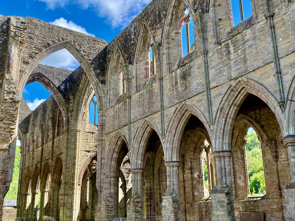 interior of Tintern Abbey in south Wales