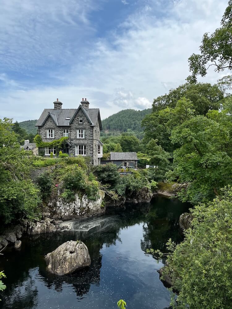 Stone cottage across the River Conwy in Northern Wales