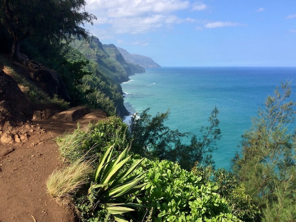 Coastal view of the Kalalau Trail