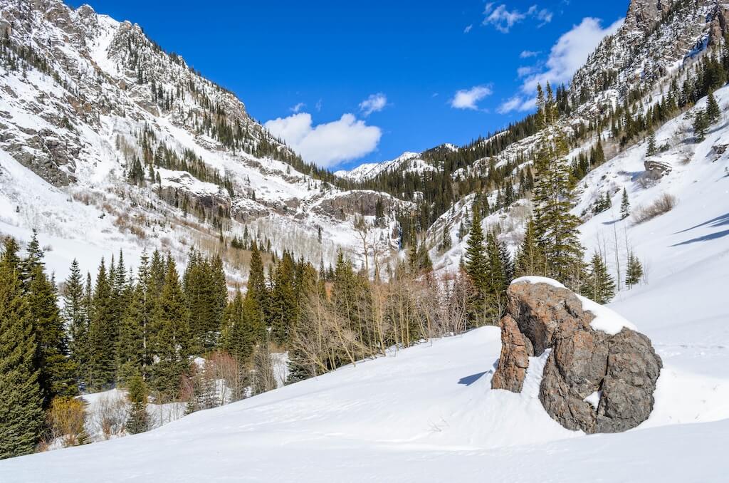Snowy Booth Lake late November near Vail, Colorado